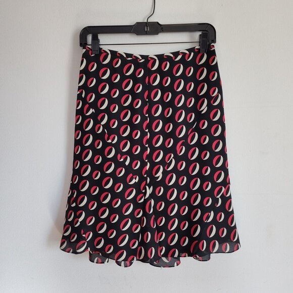 Ladies SZ 4P Anne Klein Blk/ Multi Geometric Print Silk Skirt - Picture 1 of 3